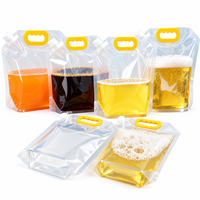 Pochette à bec verseur personnalisée avec poignée, sac d'emballage liquide autoportant pour jus, sauces et détergents