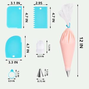Ensemble de 122 douilles de poche à douille en acier inoxydable résistantes à la chaleur (formes étoile et feuille) 3 racloirs à pâte/2 raccords/16 douilles/2 attaches pour poche à douille (<span class=keywords><strong>12</strong></span> pouces) - Product Image 2