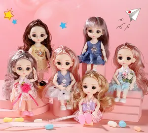 Wholesale 6 inch 13 joint Small BJD Dolls fashion 17cm Dolls set For Girls Toys