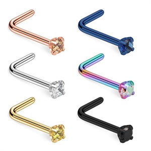 Bijoux de piercing corporel hypoallergéniques de haute qualité, clou de nez en zircon pour femmes - Product Image 2