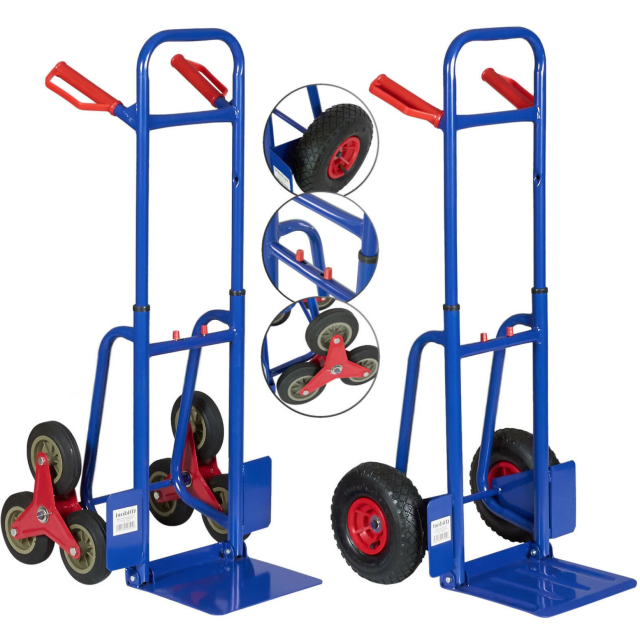 Foldable Hand Trolley Truck with Six Wheels Stair Climbing Wheelbarrow