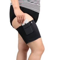 HWT-0204 # # Protection des cuisses tricotées Support de tibia Nylon Compression de la jambe Manchon de mollet avec poche