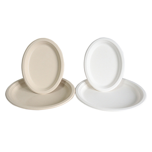 Plateaux à aliments en <span class=keywords><strong>carton</strong></span>, 100 pièces, assiettes rondes Kraft en papier jetables, vaisselle biodégradables, assiettes ovales jetables pour mariage - Product Image 1