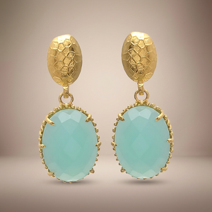Boucles d'oreilles ethniques unisexes bohèmes faites à la main en laiton et pierres précieuses - Product Image 4