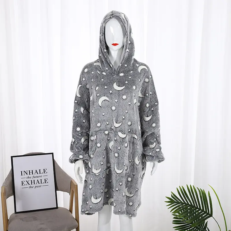 Wearable Winter pajamas women long-sleeved comfortable flannel thick robe women's and men's nightgown couples pajamas