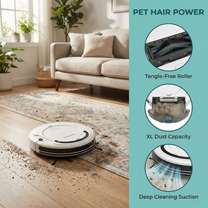 Robot aspirateur et laveur, aspiration 1400Pa, contrôle par application, appareil de nettoyage des sols domestiques - Product Image 3