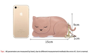 Hot <strong>Sale</strong> Fashion Slim Lovely Girls Real <strong>Leather</strong> Cute Keychain Cat Coin <strong>Purses</strong> - Product Image 4