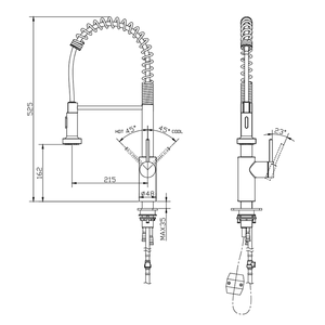 Moderne, enkelgreeps, opbouwkeukenmengkraan van 316 roestvrij staal uit een Chinese fabriek, met uittrekbare kraan. - Product Image 6