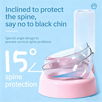 Bol 2-en-1 pour chat et chien, fontaine à eau circulante automatique, distributeur de nourriture, bol intégré anti-bave pour animaux de compagnie