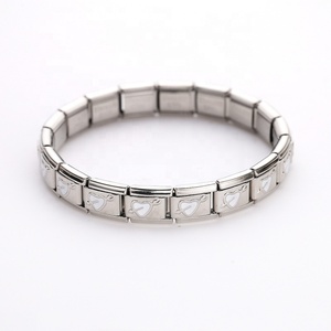 Pulsera de Eslabones con Dijes de Corazón y Estrella Italianos de Moda, en Acero Inoxidable con Circonitas, para Unisex - Product Image 5