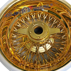 ล้อแม็กซ์ 5x114.3 ขนาด 13/14 นิ้ว แบบ Reverse Triple Gold Spoke ล้อซี่ลวดโครเมียม ล้อแม็กซ์ Lowider Spoke Wire Wheel - Product Image 3