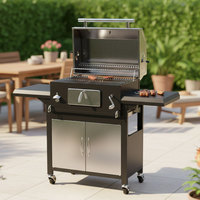 Barbecue au charbon de bois d'extérieur en acier inoxydable 304, barbecue professionnel au charbon de bois pour jardin, restaurant commercial