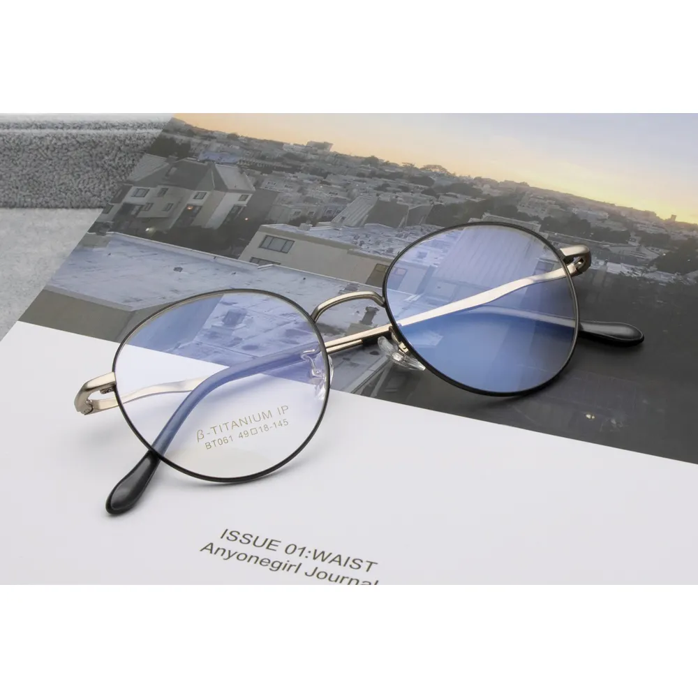 रेट्रो दौर जापानी टाइटेनियम चश्मा ब्लू प्रकाश अवरुद्ध चश्मा फ्रेम टाइटेनियम चश्मा पुरुषों के लिए महिलाओं के लिए