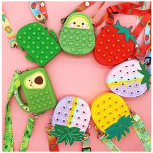 Porte-monnaie pour enfants en silicone parfumé, mignon, mini, tie-dye arc-en-ciel, avec fermeture éclair et porte-clés, motif avocat - Product Image 2