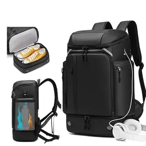 Custom Logo Men's Large Capacity Backpack Sports Travel Dry and Wet Separation Light Weight Computer Bag Shoe Compartment USB