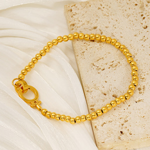 Zogxin Stainless Steel Beaded <b>Bracelet</b> Gold Round Buckle Women's Jewelry Fashion Accessory - Product Image 3