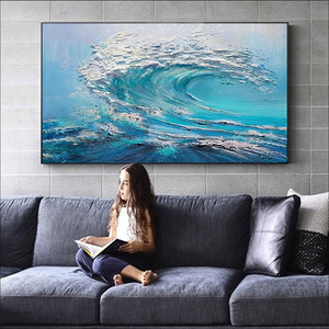 <b>Framed</b> Ocean Wave Oil Painting Impressionism Style Modern Minimalist Living Room Decor Durable <b>Wall</b> Art for Home Interior - Product Image 4