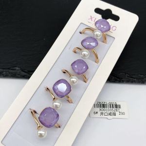 징징 슈핑 주얼리 인스 패션 멀티 컬러 18K 금도금 크리스탈 웨딩 파티 반지 하트 모양 라인스톤 여성용 선물 - Product Image 1