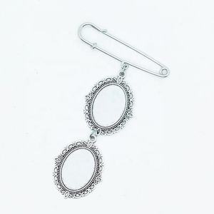 Brooch Sublimasi Qualisub 2 Bentuk Oval, Bros Pin Logam untuk Buket Pernikahan, Bros Foto dengan Sisipan Logam Bulat/Oval - Product Image 1