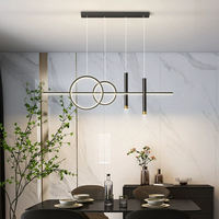 Lustres LED linéaires modernes noir mat/blanc pour la maison et le bureau, luminaires suspendus à intensité variable, construction en fer et silicone