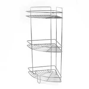 3 टियर ट्रायंगल फंक्शन वॉल माउंटेड कॉर्नर बाथरूम किचन स्टोरेज कॉर्नर बाथरूम शेल्फ - Product Image 2