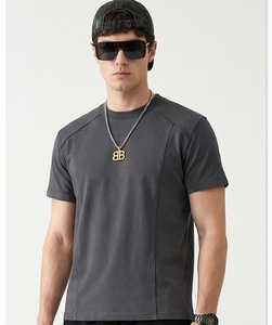 T-shirt da <span class=keywords><strong>uomo</strong></span> slim fit personalizzate all'ingrosso, a maniche raglan, in maglia, girocollo, colore bianco - Product Image 3
