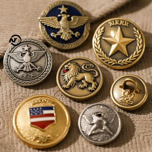 Bottoni Vintage in ottone Set orecchio di grano a cinque punte con spalline a stella copricotto uniformi cucite con distintivo - Product Image 1