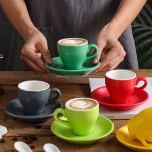 Ensemble <span class=keywords><strong>tasse</strong></span> et soucoupe à latte en céramique pour <span class=keywords><strong>expresso</strong></span> Ensemble de tasses à <span class=keywords><strong>expresso</strong></span> 70 ml Tasses et soucoupes à thé de couleur vive - Product Image 4