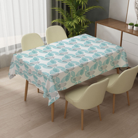 Nappe Rectangulaire Imprimée Florale Beige Pastoral RNPT avec Logo, en PVC, Facile d'Entretien, Nappette Anti-Taches pour la Maison