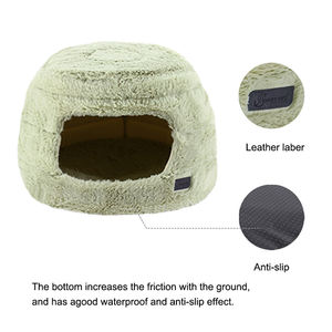 Soft cats cave bed pet bed house little puppy house warming plush pink light grey cute cat igloo - Product Image 6