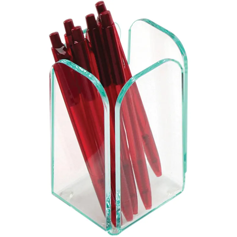 Vaso de acrílico transparente para lápiz de escritorio, soporte de acrílico para bolígrafos, organizador para brochas de maquillaje, nuevo diseño