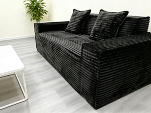 Divano Comprimibile Nero a Coste Salvaspazio, Estensibile e Pieghevole Sottovuoto per Soggiorno, Camera Ospiti e Officina - Product Image 1