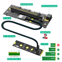 Carte Riser Externe TISHRIC M.2 M-Key 2230/2242/2260/2280 vers PCIe 4.0 x16 avec Câble Oculink SFF-8612/8611 et Alimentation ATX 6/24 Broches 32 Gbit/s