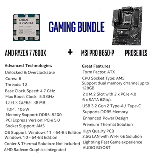 Paquete de Placa Base PRO B650M-P con 5 Procesadores de Escritorio de 6 Núcleos 7600X (AMD AM5, ATX, DDR5, PCIe 4.0) PRO B650M-P - Product Image 2