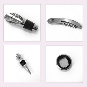 Stainless Steel Wine Set With Corkscrew <b>Pourer</b> Stopper Ring For Wine Serving - Product Image 1