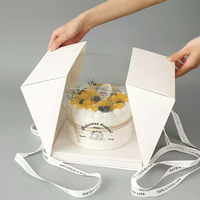 Portable de haute qualité 4 "6" 8 "anniversaire boîte à gâteau transparente mille couches de Mousse Dessert emballage ruban boîte personnalisée