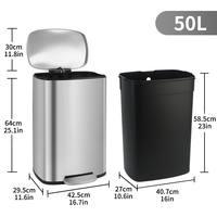 Poubelle à pédale de 13 gallons Poubelle en acier inoxydable Poubelle résistante aux empreintes digitales Poubelle à couvercle à fermeture souple pour la cuisine