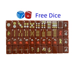 Fichas de Mahjong Americanas de Lujo Grabadas en Acrílico Premium, Color Marrón Chocolate con Diseños Florales y Auspiciosos, para Noches de Juego Elegantes - Product Image 2
