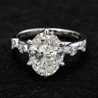 Bague de fiançailles en platine PT950 certifiée IGI 2 carats avec diamant taille ovale et pierres latérales marquise, bague de promesse de mariage solitaire pour femme