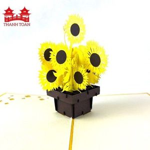 Tarjeta 3D Pop-Up con diseño de girasol pequeño, hermosa tarjeta floral amarilla para cumpleaños, Día de la Madre, bodas, celebraciones, regalo. - Product Image 2
