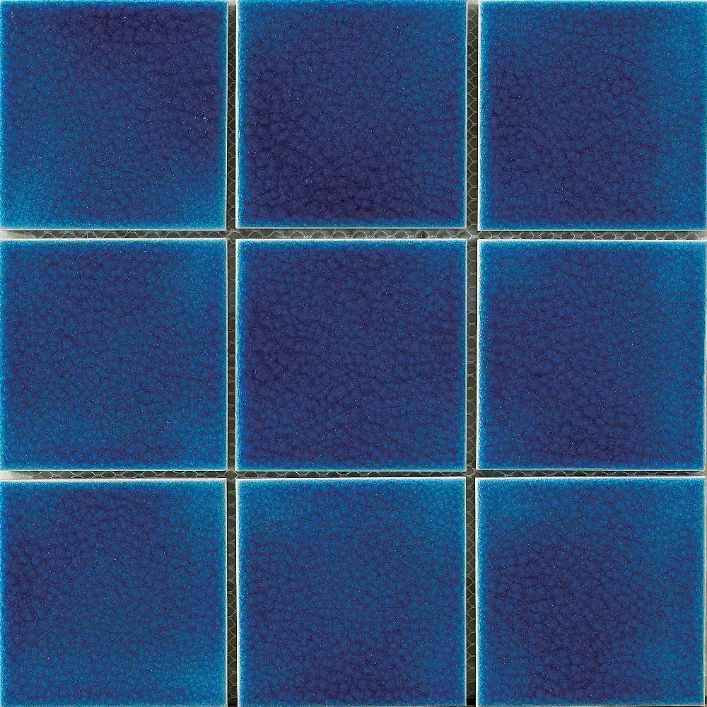 Carrelage de piscine antidérapant en mosaïque de verre de couleur unique bleu clair