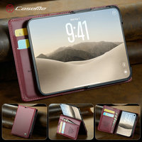Étui de téléphone portable RFID de luxe rouge foncé pour iPhone Duo, étui portefeuille avec emplacements pour plusieurs cartes, rabat magnétique pour iPhone Duo, étui en cuir