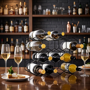 Modern <b>Metal</b> Wine <b>Rack</b> 10-19 Bottle Capacity Display Stand Home Furniture - Product Image 5
