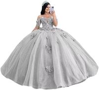 Gaun Pesta Mumuleo Biru Langit dengan Hiasan Bunga 3D dan Manik-Manik, Ukuran Besar, Panjang Menyentuh Lantai, Model Putri untuk Pesta Quinceanera dan Sweet 16 Anak Perempuan, Vestidos De