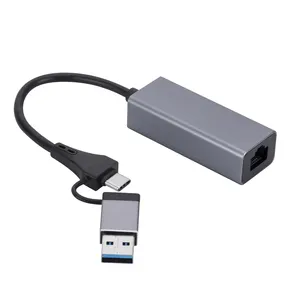 新到货1000M以太网Type-c USB 3.0至rj4 5千兆笔记本网卡网络转换器错字C双头网卡