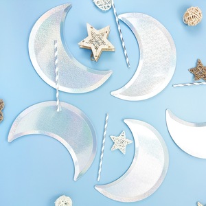 Ensemble de vaisselle jetable sur le thème de la lune, assiettes, gobelets, serviettes, pour enfants, décoration de fête d'anniversaire, vaisselle en papier écologique - Product Image 1