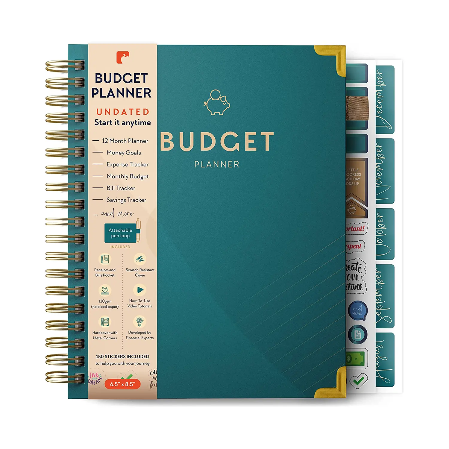 Uptodate acquista A5 Spiral Journal Notebook organizzatore di denaro Tracker di spese blocco note risparmio di denaro Budget Planner libri con adesivi