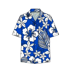 Talep üzerine baskı pasifik ada tasarım baskılı erkek giyim gömlek özel erkek kısa kollu gömlek
