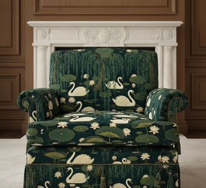 Tela de tapicería estampada Premium Swans In Bloom por yarda, tela decorativa con diseño floral de cisnes para muebles, cojines de sofá y cortinas. - Product Image 4
