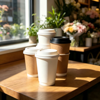Gobelets isothermes à double paroi pour café latte, cappuccino, boissons chaudes, gobelets en papier jetables, logo personnalisé